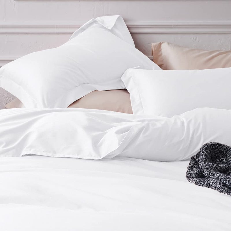 BEDSUM 100% Brushed Microfiber Standard Pillow Shams Set of 2, Super Soft and Cozy, Wrinkle, Fade, Stain Resistant 20x26 Oxford Pillowcases, 20x26 Inches, White - Image 4